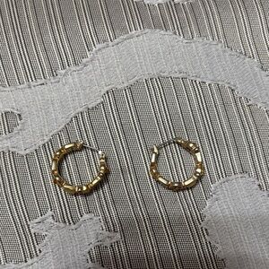 Monet Faux amber and opal hoop earrings